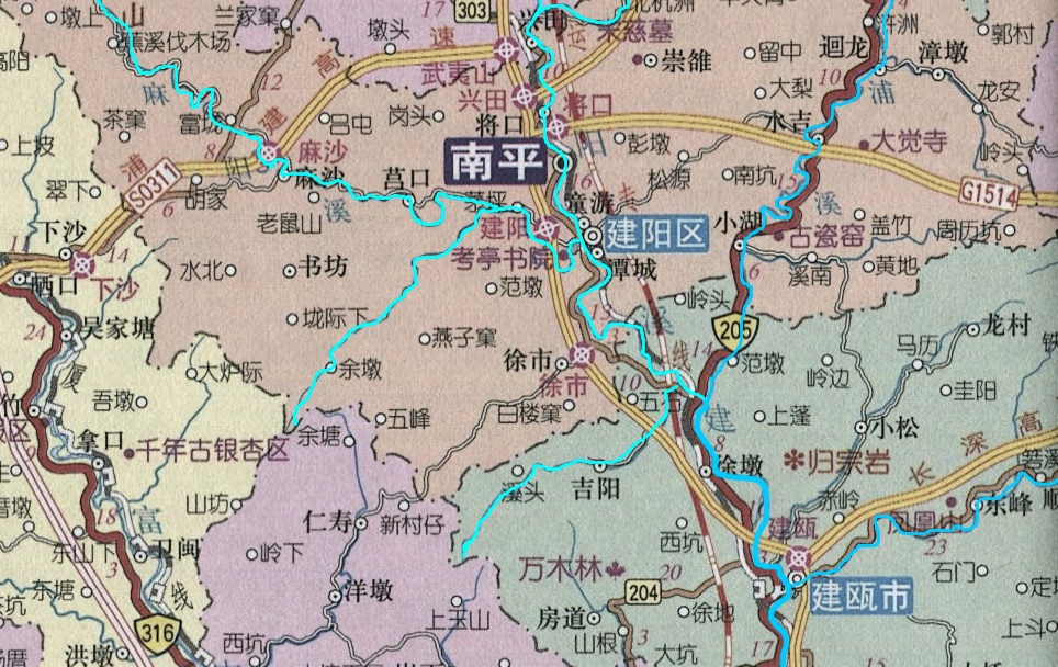 崇阳溪水系分布