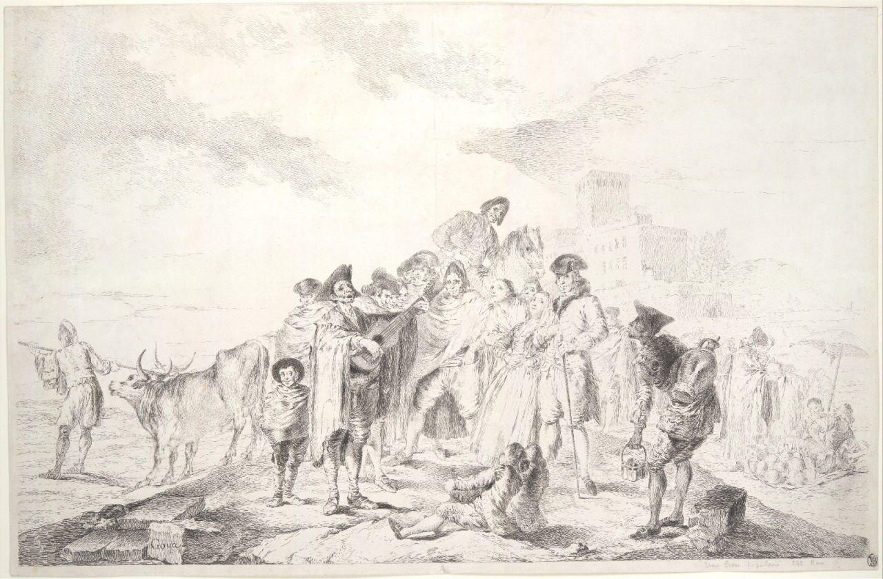 图2 弗朗西斯科·戈雅，《盲人吉他手》，蚀刻版画，1778