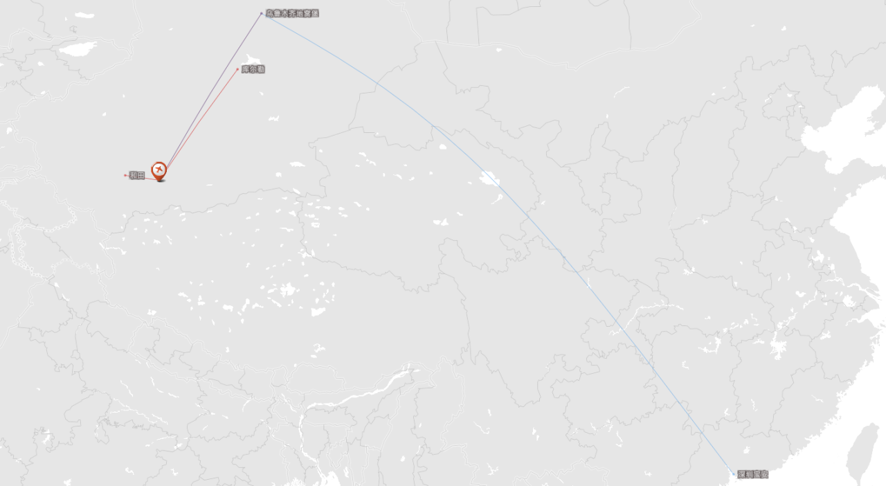 于田万方机场2020/2021年冬春航季航线示意图
