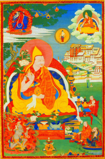 18世纪唐卡中的五世达赖像，今存北京故宫博物院 