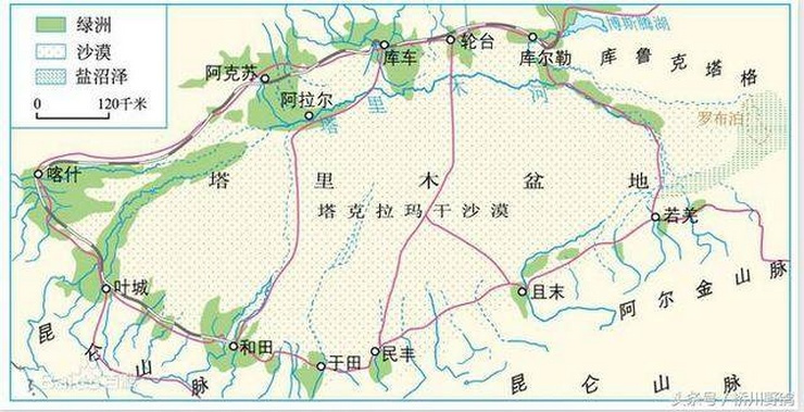 塔河流域绿州分布图