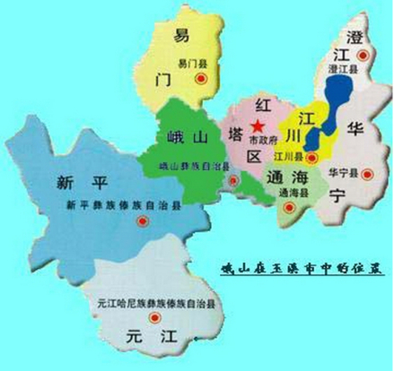 峨山县所处位置（深绿色处）