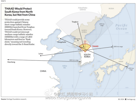 在韩萨德作战距离