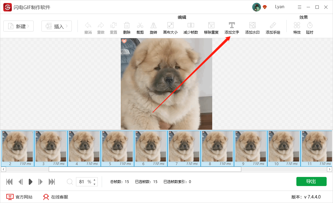 《闪电GIF制作软件》怎样给GIF动态图添加文字内容