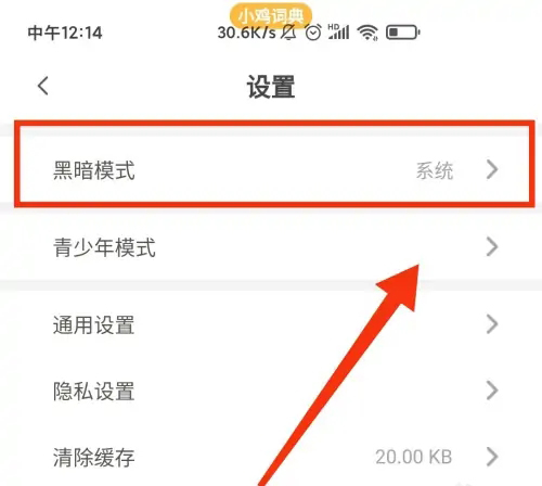 《小鸡词典》黑暗模式在哪打开