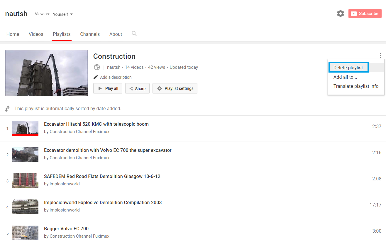《youtube》播放列表怎么删除