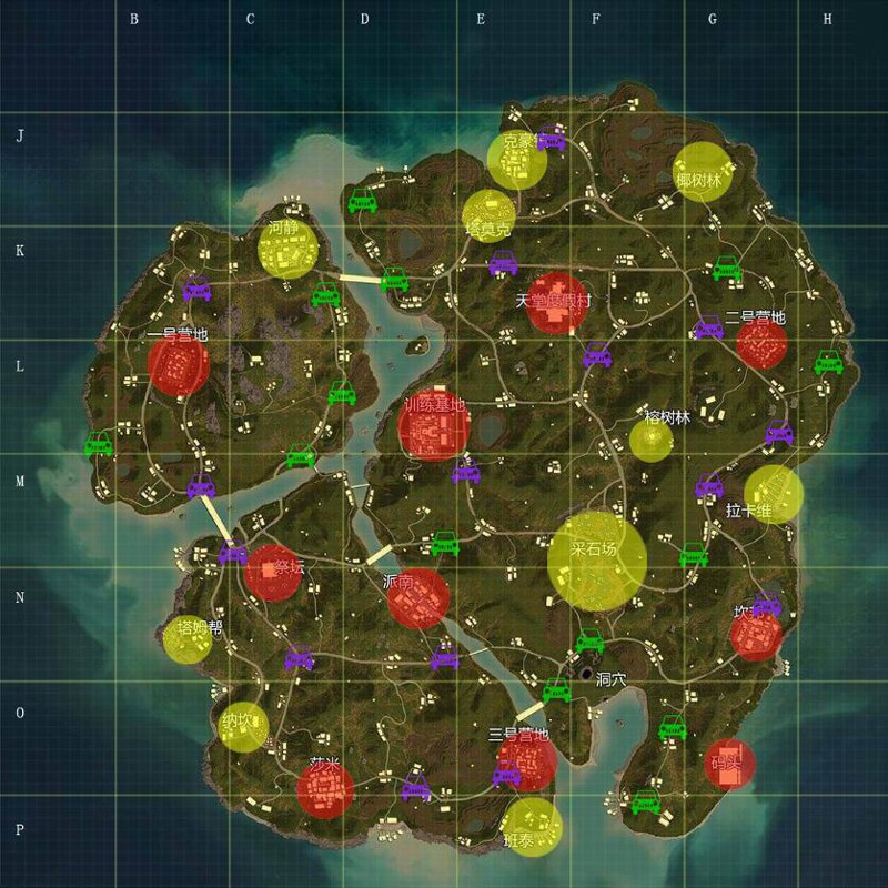 《和平精英》雨林地图高级物资分布图