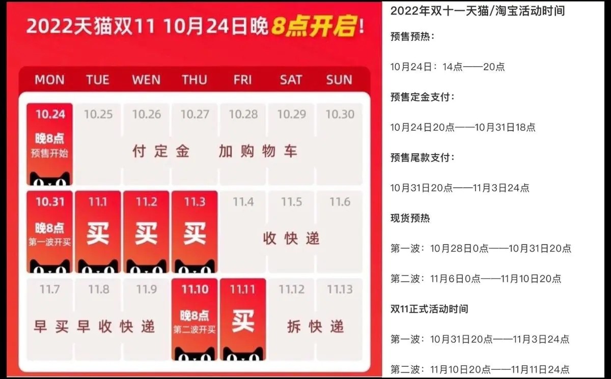 《淘宝》双十一2022满减活动时间