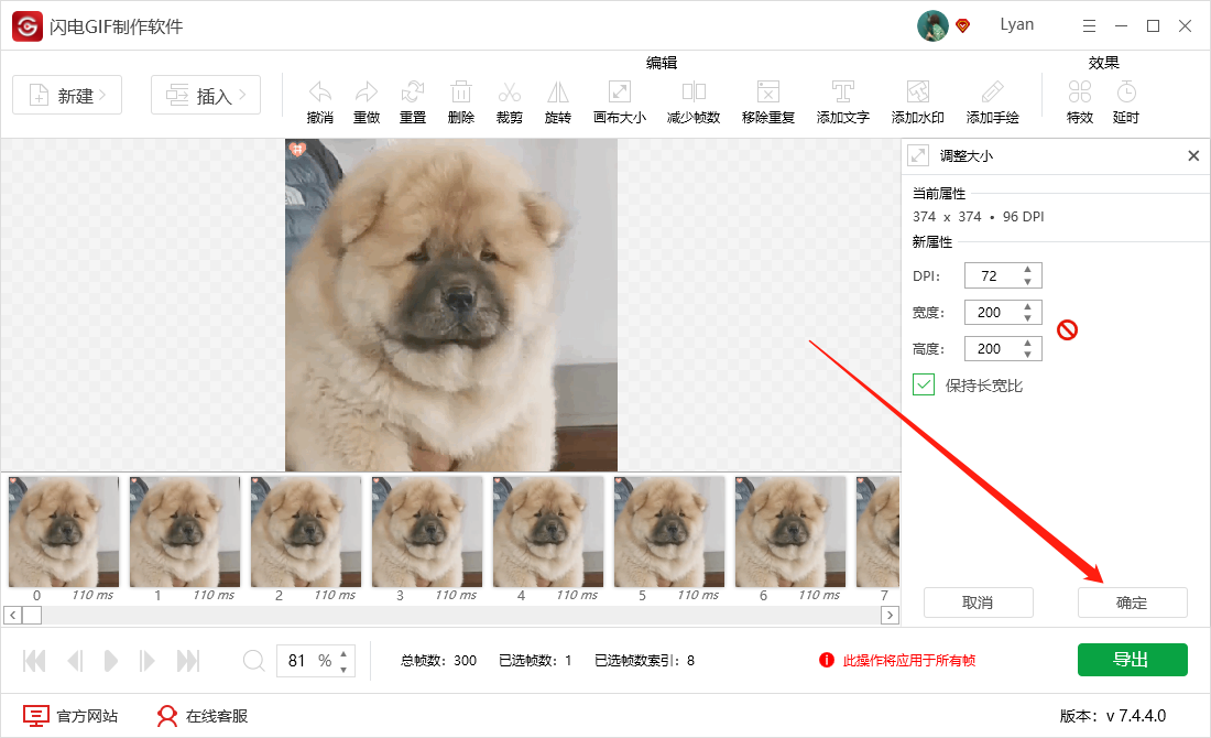 《闪电GIF制作软件》如何调整画布尺寸压缩gif大小