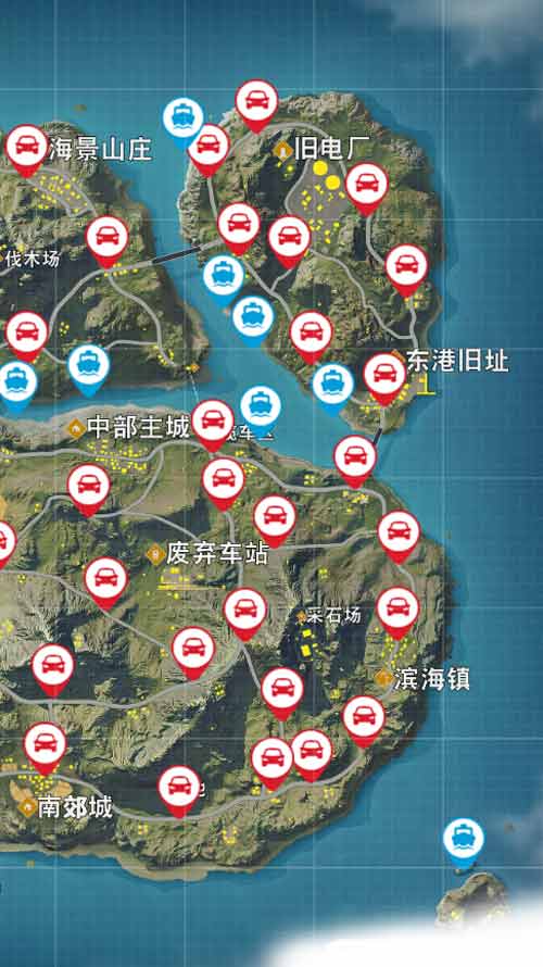 《荒野行动》刷车点全图位置分享