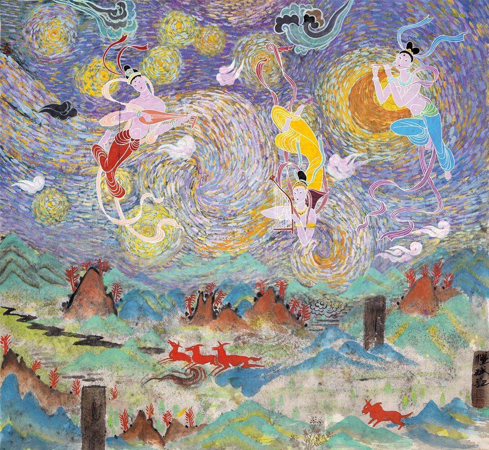 3021号 《敦煌印象之四》 68x68cm 2012年.jpg 3021号 《敦煌印象之四》 68x68cm 2012年.jpg