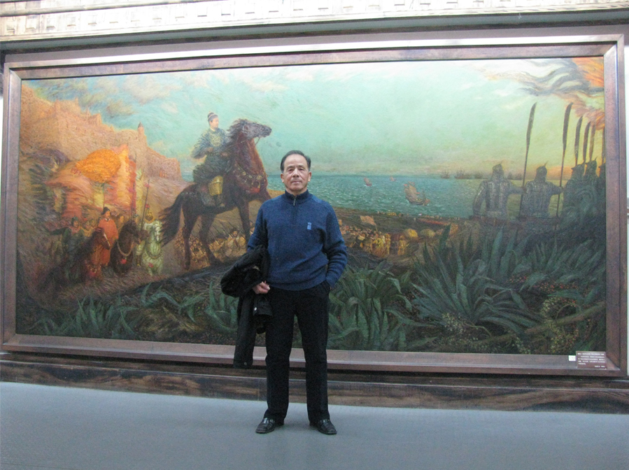 2010年2月在厦门郑成功纪念馆安装历史画《雄风》时。.JPG 2010年2月在厦门郑成功纪念馆安装历史画《雄风》时。.JPG