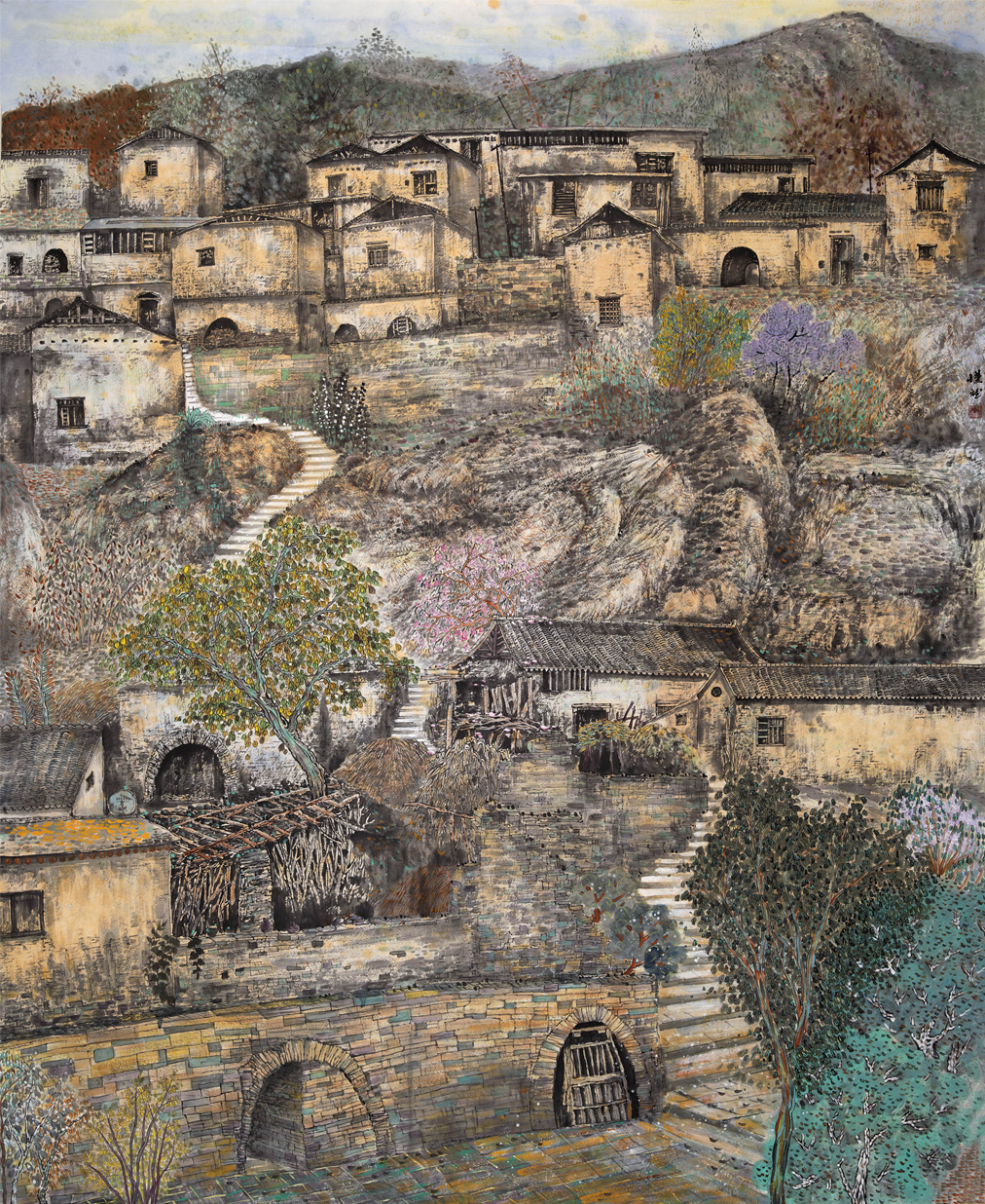 3023号 《古村记忆--大汖村》 234x190cm 2018年.jpg 3023号 《古村记忆--大汖村》 234x190cm 2018年.jpg