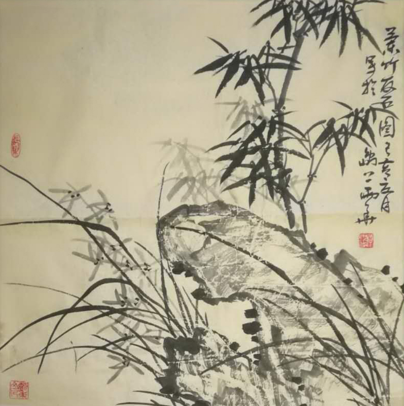 名称:兰竹友石图 尺寸:50cmx50cm 创作2019年.jpg 名称:兰竹友石图 尺寸:50cmx50cm 创作2019年.jpg