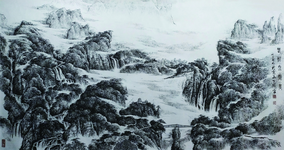 作品1372名称:春归泉声高 138乘68cm 2017.jpg 作品1372名称:春归泉声高 138乘68cm 2017.jpg