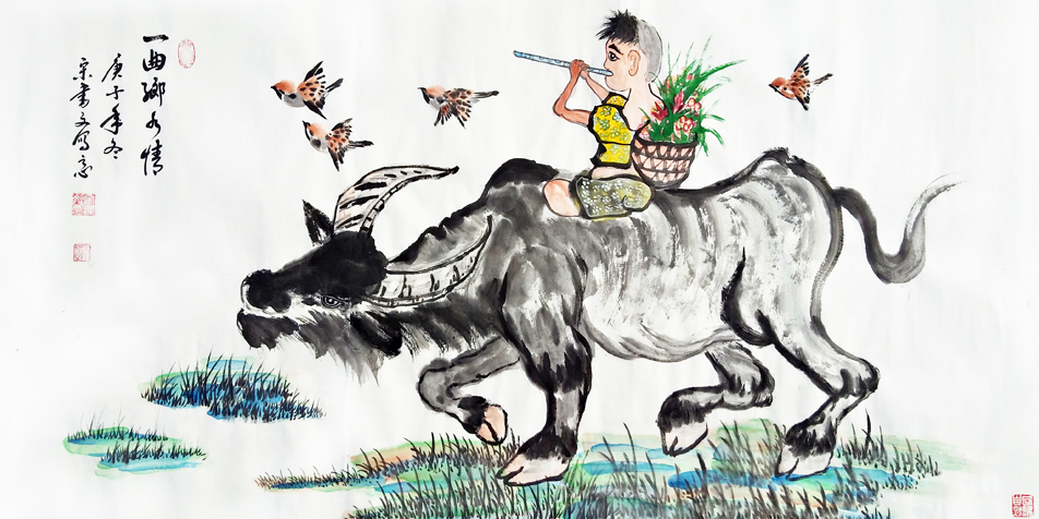 2852号 一曲乡水情,四尺整张,庚子年。.jpg 2852号 一曲乡水情,四尺整张,庚子年。.jpg