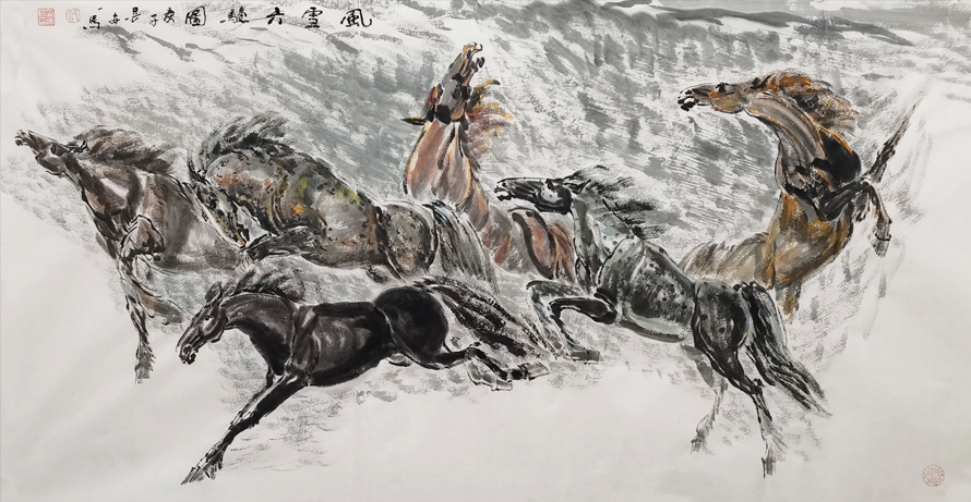2633号 风雪六俊图,庚子年,四尺整张.jpg 2633号 风雪六俊图,庚子年,四尺整张.jpg