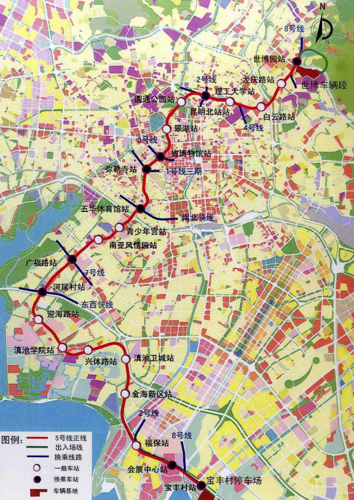 昆明轨道交通5号线线路走向示意图 
