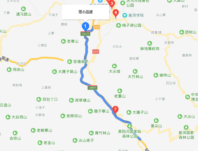 思茅至小勐养高速公路路线图