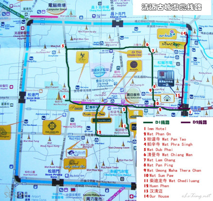 清迈古城线路图